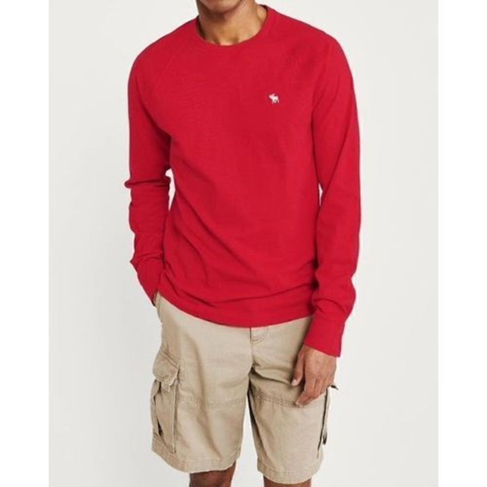 Abercrombie & Fitch Sweater Men Red Lightweight Wool Blend Knit Size Small
